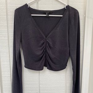 Super cute and comfy cinched, ribbed, crop top!